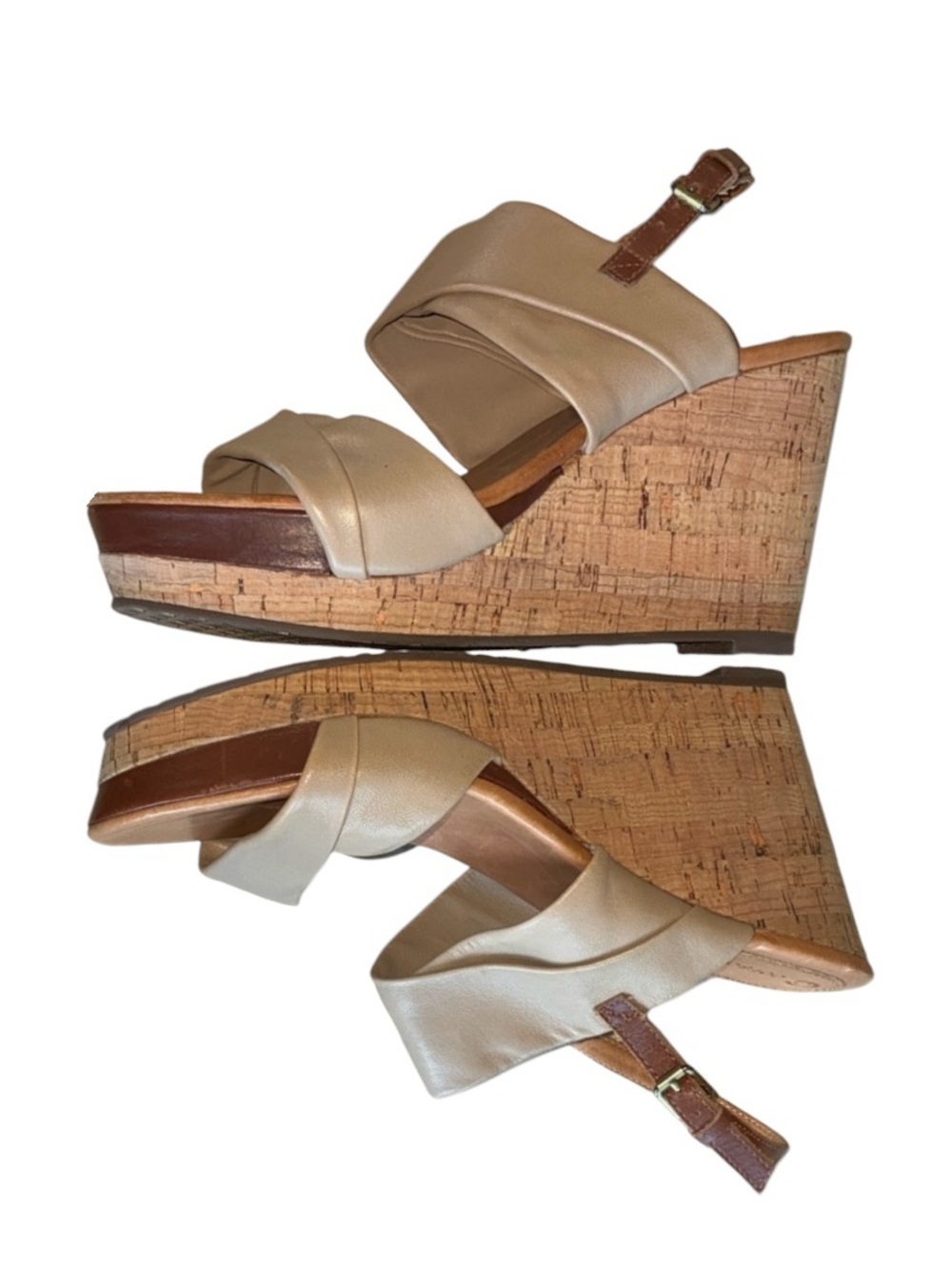 CORSO COMO Sandals, Women, 8.5M, Tan, EUC, slingback Wedge, leather & cork